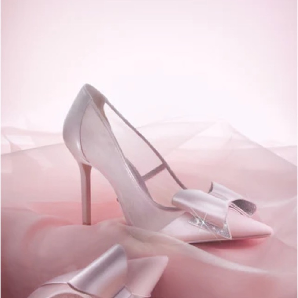 Aldo Martins Pink Satin Heels with Bow